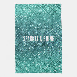 Türkis Aqua Green Sparkle Geschirrtuch