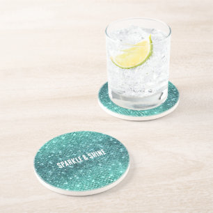 Türkis Aqua Green Sparkle Getränkeuntersetzer