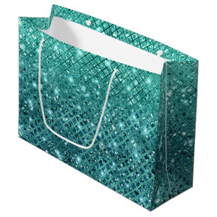 Türkis Aqua Green Sparkle Große Geschenktüte