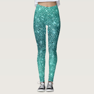 Türkis Aqua Green Sparkle Leggings