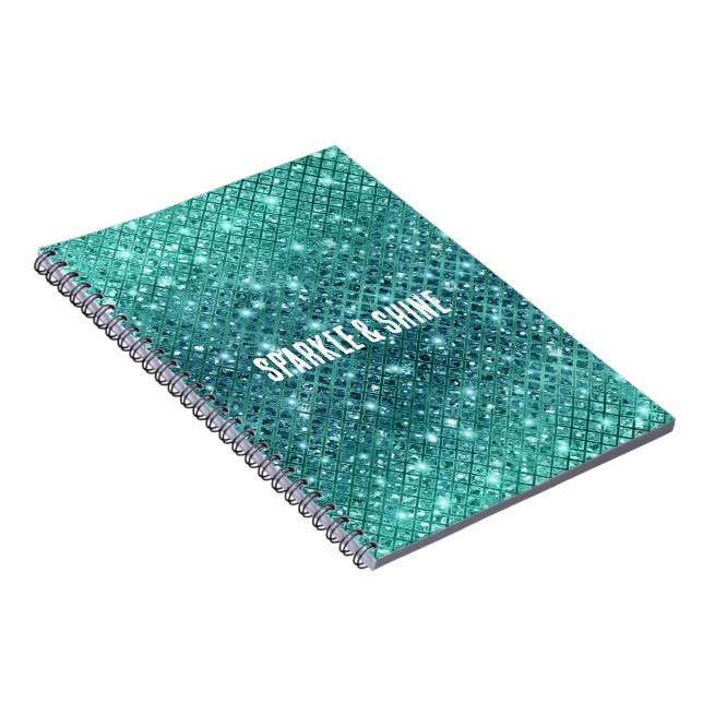 Türkis Aqua Green Sparkle Notizblock (Rechte Seite)