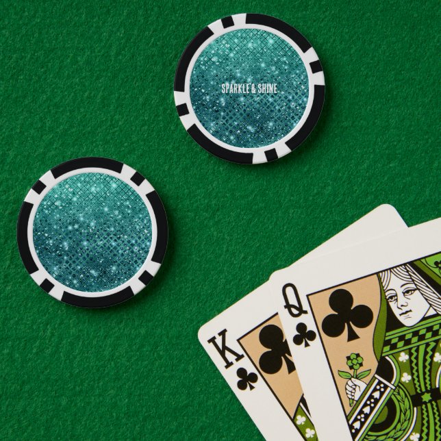Türkis Aqua Green Sparkle Pokerchips (Pokertisch (doppelt))
