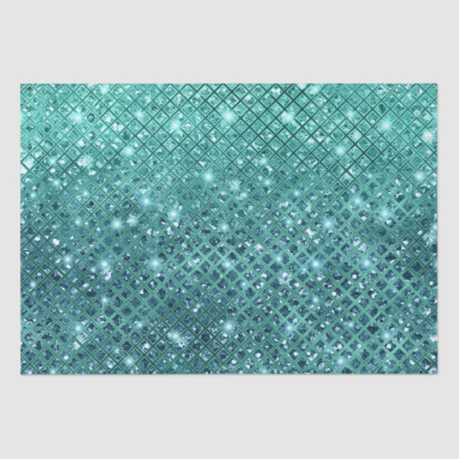 Türkis Aqua Green Sparkle Seidenpapier (Vorderseite)