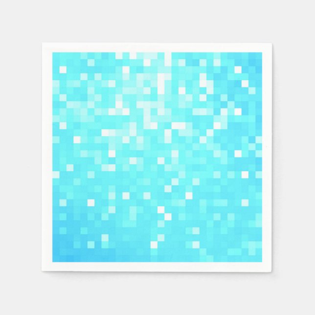 Türkis Aqua Pixels Paper Napkins Serviette (Vorderseite)