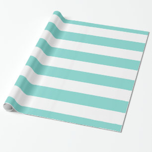 Türkis Aqua, Weiß XL Streifen Muster Geschenkpapier