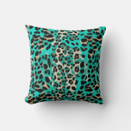 Türkis Aquamarin Blue Leopard Print Kissen