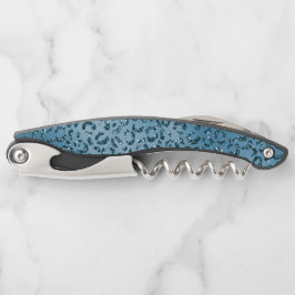 Türkis Aquamarin Leopard Print Glitzer    Kellnermesser