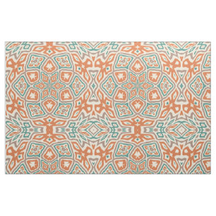Türkis Aquamarin Orange Retro Nouveau Deko Muster Stoff