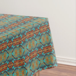 Türkis Aquamarines Aqua Blue Orange Tribal Art Tischdecke