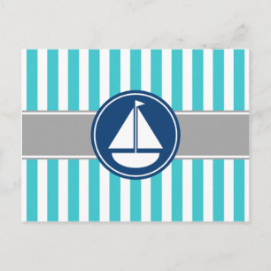 Türkis Aquamarines Wasserschiff Stripes Postkarte