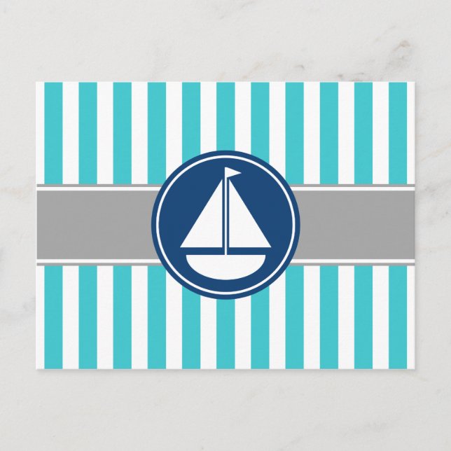 Türkis Aquamarines Wasserschiff Stripes Postkarte (Vorderseite)