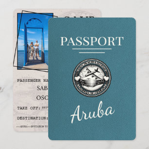 Türkis Aruba Reisepass Save The Date