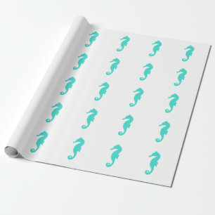 Türkis auf weißem Seepferd Geschenkpapier