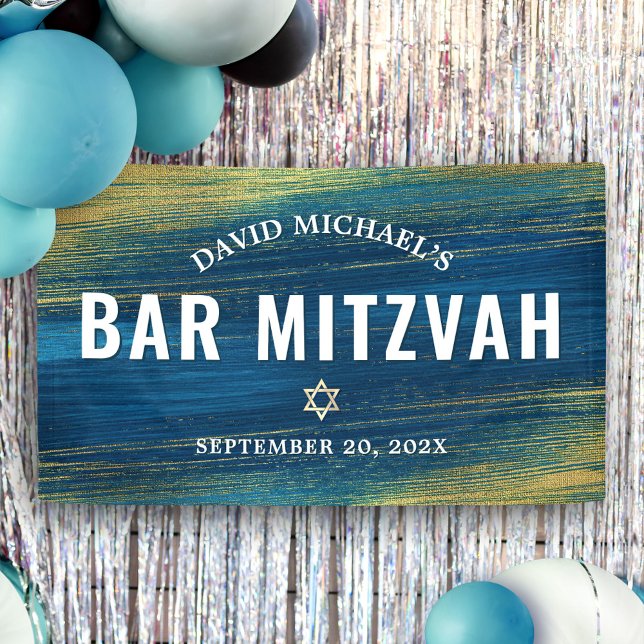 Türkis Bar Mitzvah Gold Bold Moderne Typografie Banner (Von Creator hochgeladen)