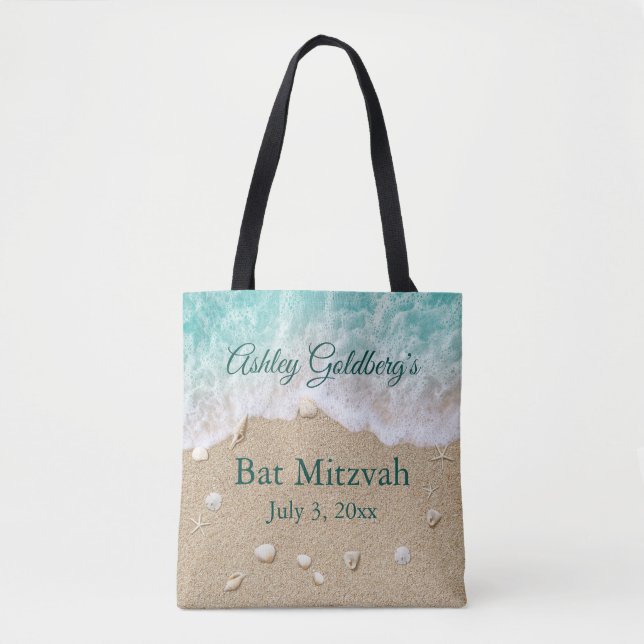 Türkis Beach Waves Bat Mitzvah Tote Bag (Vorderseite)