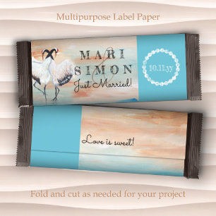 Türkis Beige Tancho Crane Wedding Candy Wrapper