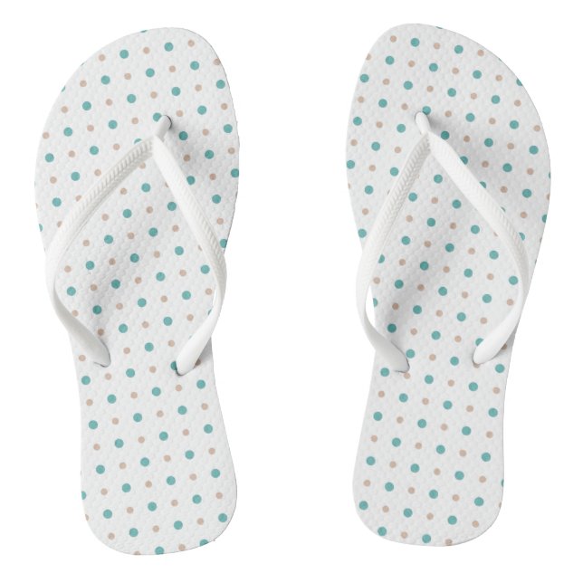 Türkis, beige und weiße Punkte Flip Flops (Fußbett)