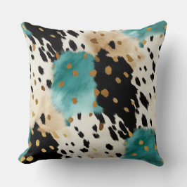 Türkis Black Cream Gold Western Cowhide Kissen