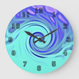 Türkis-Blau-abstrakte Wellen-Kunst Große Wanduhr