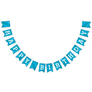 Türkis-Blau-Aquarell-alles Gute zum Geburtstag Wimpelkette