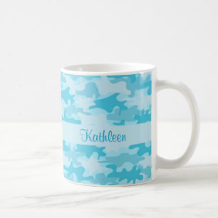 Türkis-Blau-Camouflage-Tarnungs-Name Tasse