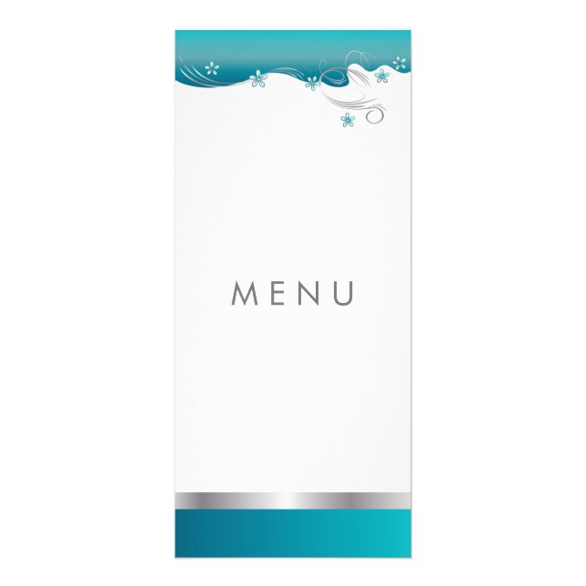 Türkis-Blau-Curvy Blumenmuster Werbekarte (Hinten)