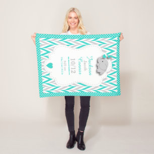 Türkis-Blau-Elefant-Geburts-Andenken-Entwurf Fleecedecke