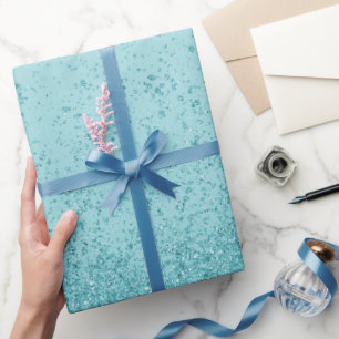 Türkis Blau Faux Glitter  Geschenkpapier