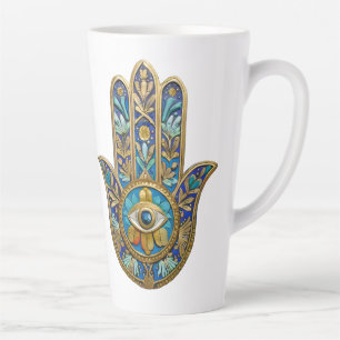 Türkis Blau Gold Hamsa Saphir Drittes Auge  Milchtasse