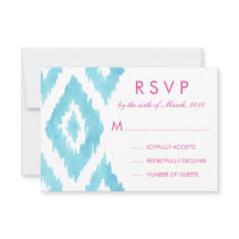 Türkis Blau Ikat RSVP