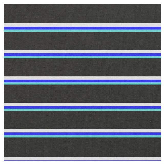 Türkis, Blau, Lavendel und Schwarz Muster Stoff (Nahaufnahme)