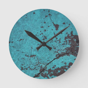 Türkis Blau Rostig Runde Wanduhr
