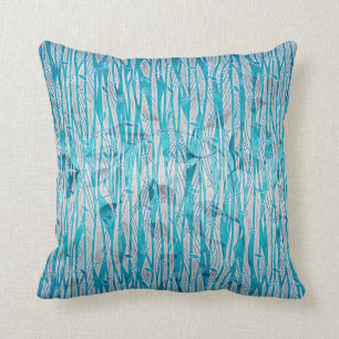 Türkis Blau Silbergrau Abstrakte Blüte Kissen