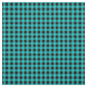 Türkis-Blau-und Schwarz-Gingham-Karo-Muster Stoff