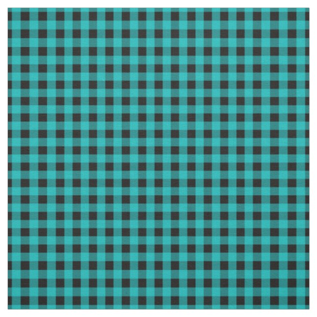 Türkis-Blau-und Schwarz-Gingham-Karo-Muster Stoff (Muster)