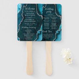 Türkis Blau und Silber Achat Hochzeitsprogramm Fächer