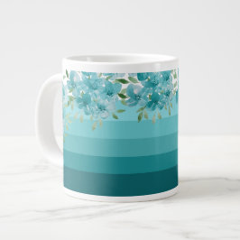 Türkis Blau Wildblumen Jumbo-Tasse