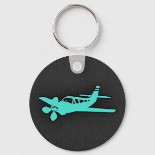 Türkis: Blaues grünes Kleinflugzeug Schlüsselanhänger