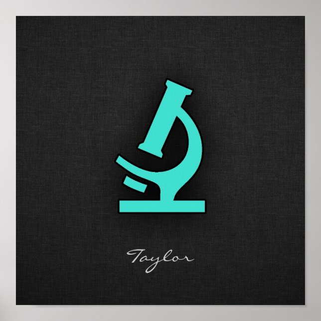 Türkis; Blaues grünes Mikroskop Poster (Vorne)