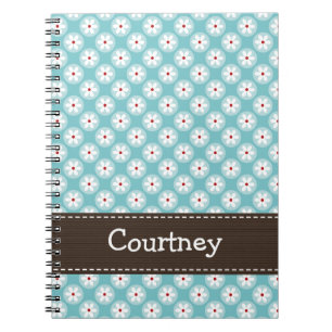 Türkis-blaues Rot-Gänseblümchen-gewundenes Notizblock