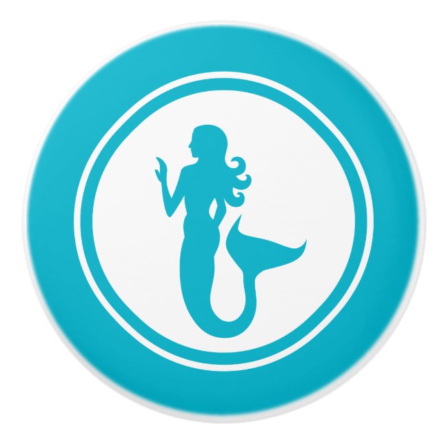 Türkis-Blaumeerjungfrau-Keramikgriff Keramikknauf (Vorderseite)