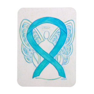 Türkis Blue Awareness Ribbon Angel Art Magnet