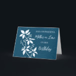 Türkis Blue Bllower Mother in Law Birthday Karte<br><div class="desc">Hübsche und nachdenkliche Begrüßungskarte für die Mutter im Geburtstag des Gesetzes mit modernen türkisblauen Blumen und handgeschriebenem Text.</div>