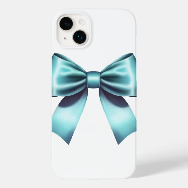 Türkis Blue Bow Elegante Girly Ribbon Case-Mate iPhone Hülle (Rückseite)