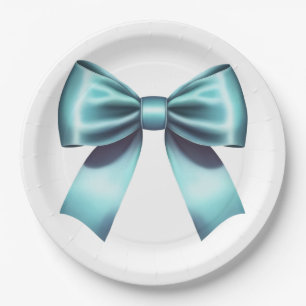 Türkis Blue Bow Elegantes Brautparty Hochzeit Pappteller