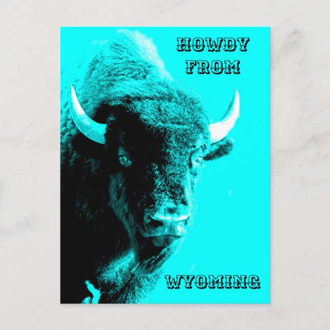 Türkis Blue Buffalo Bull Bison Howdy aus Postkarte (Vorderseite)