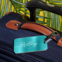 Türkis Blue Foil Modern Pinselschrift Vorname