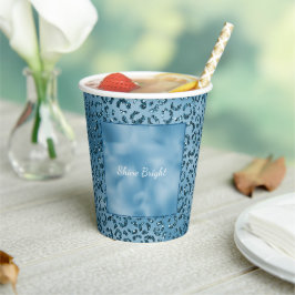 Türkis Blue Glitzer Leopard Print Pappbecher