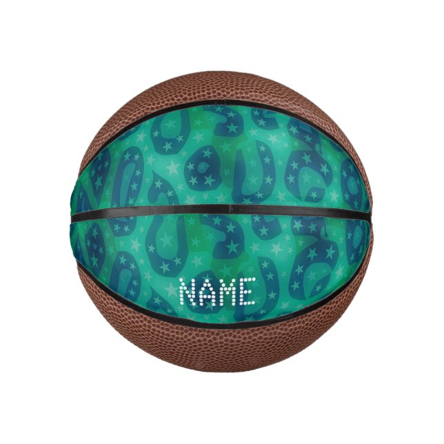 Türkis Blue Glows Cheetah Mini Basketball (Vorderseite)