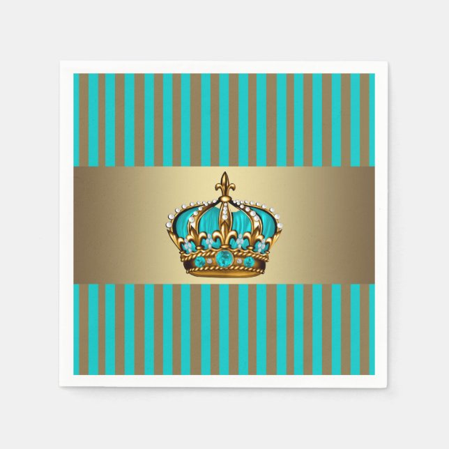 Türkis Blue Gold Crown Prince Serviette (Vorderseite)